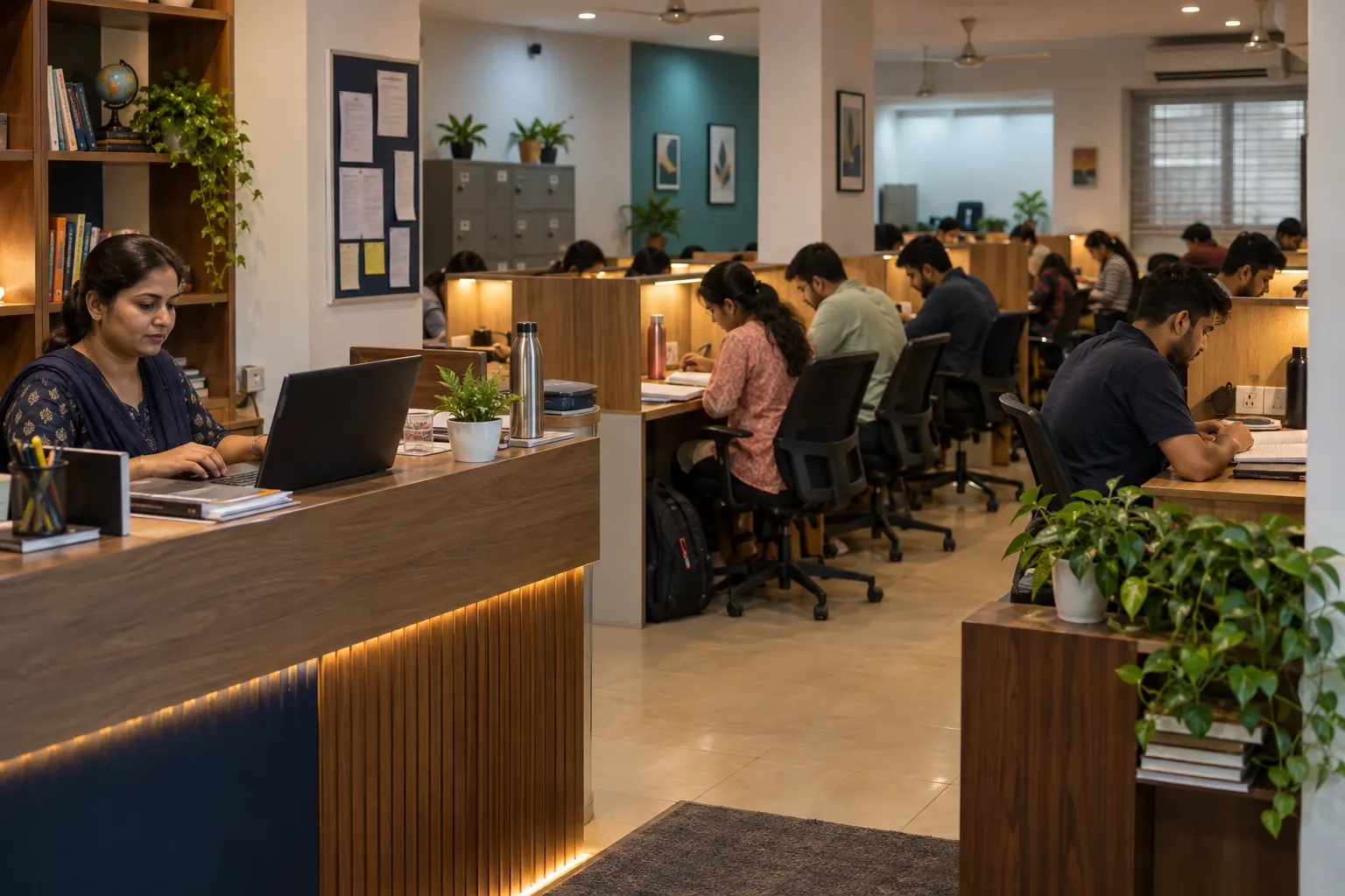 Study library staff using Libix with competitive exam aspirants in Bhopal
