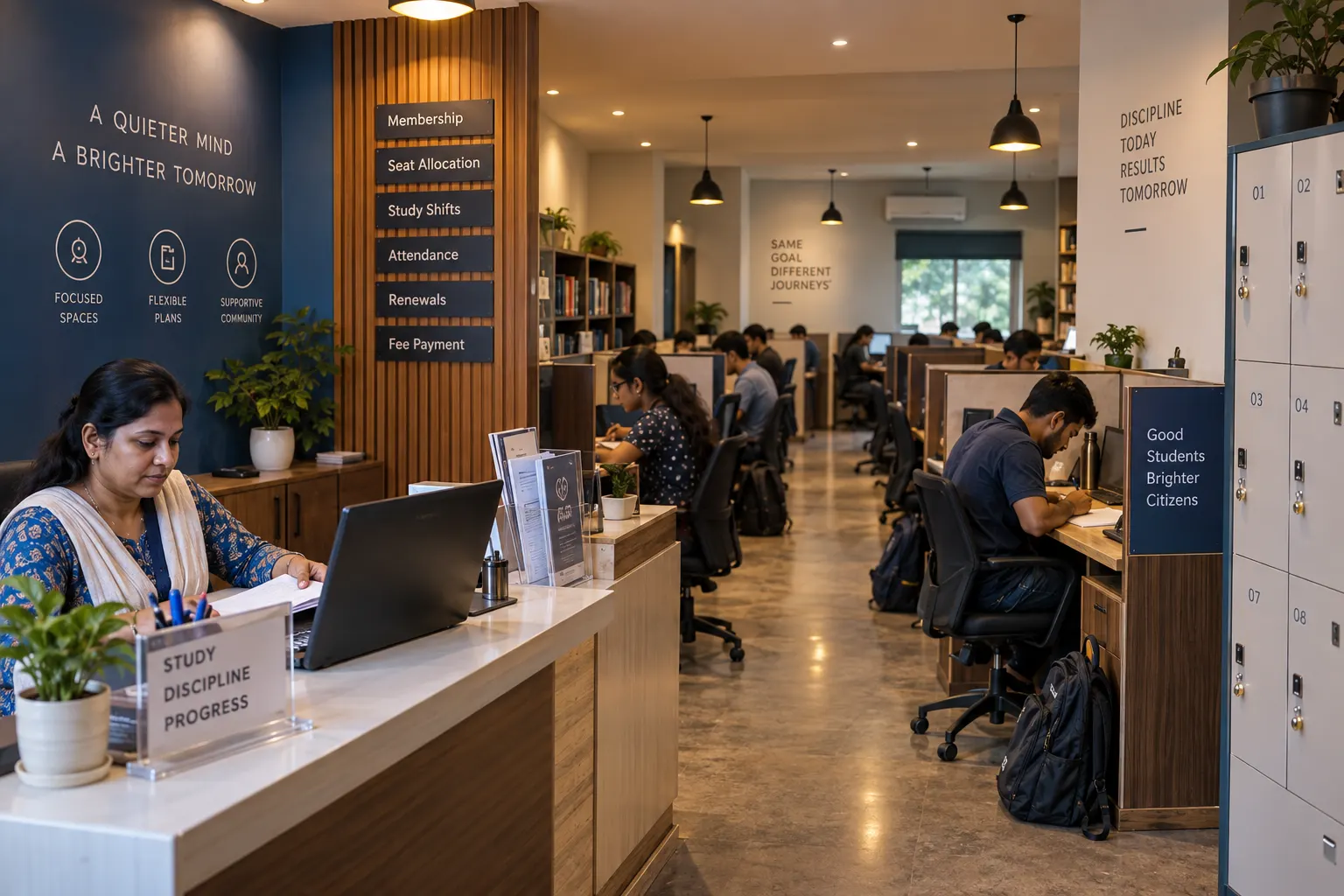 Study library staff using Libix with competitive exam aspirants in Bhubaneswar