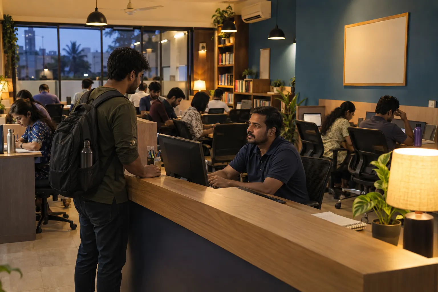 Evening seat and membership operations at a paid study library in Coimbatore