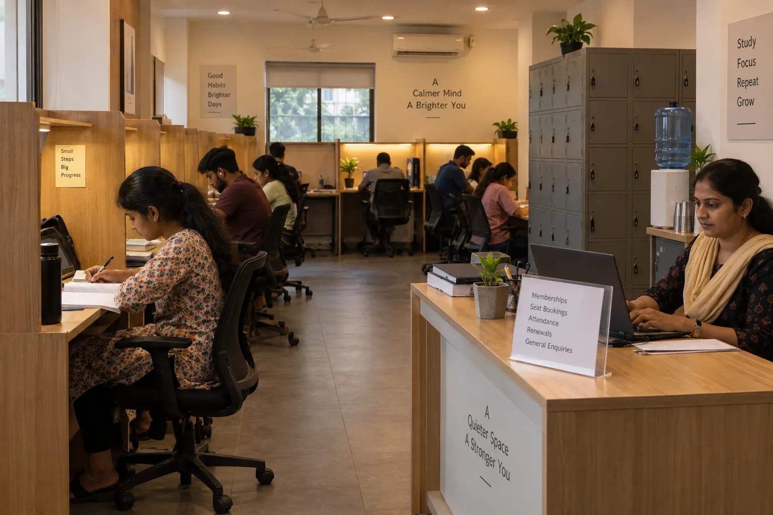 Study hall staff managing memberships, seats and handovers with Libix in Hyderabad