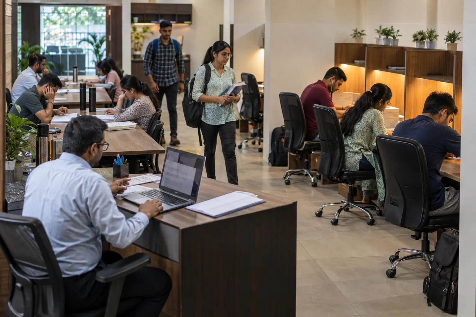 Study library staff using Libix with competitive exam aspirants in Kanpur