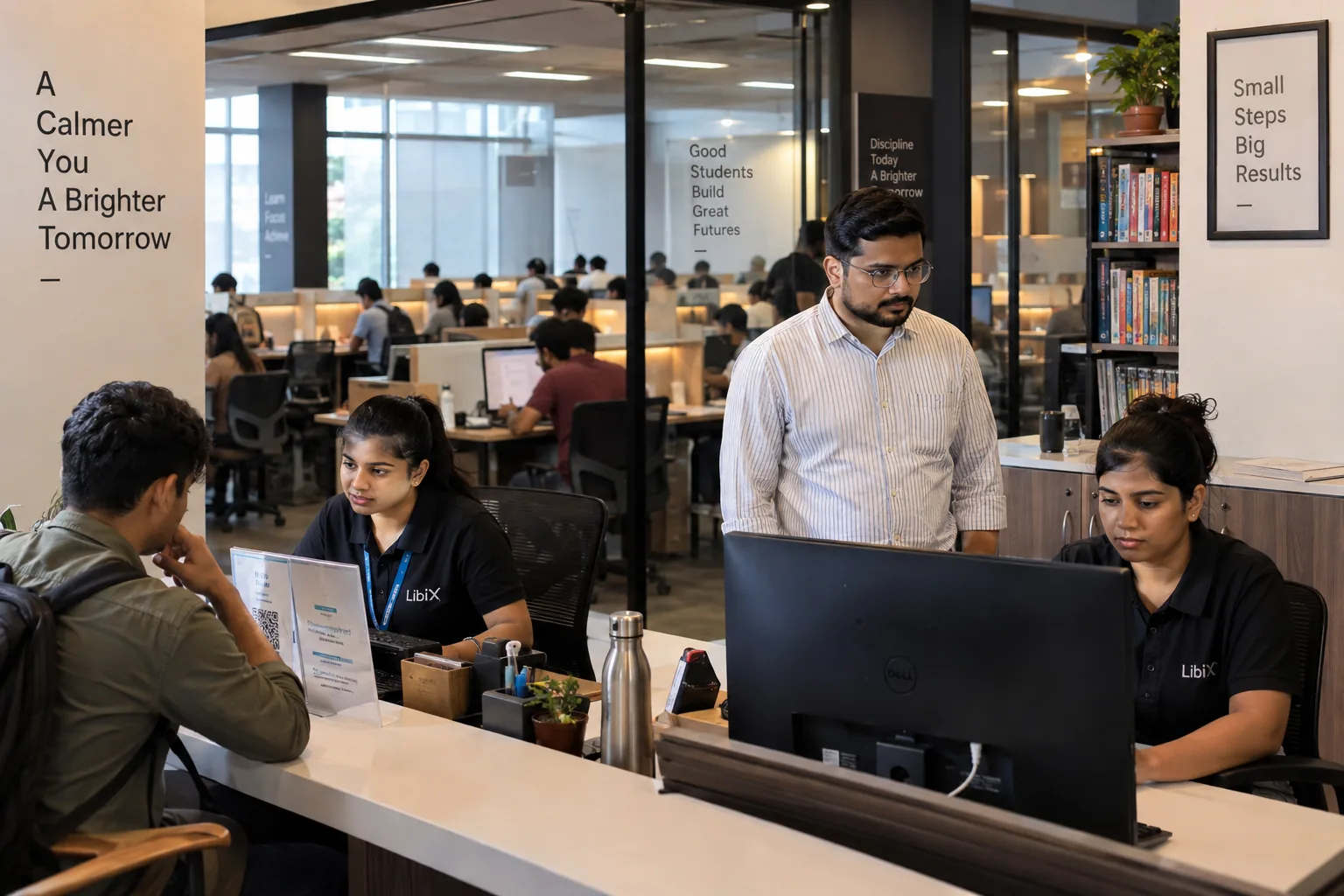 Study library owner and staff coordinating operations with Libix as the business grows