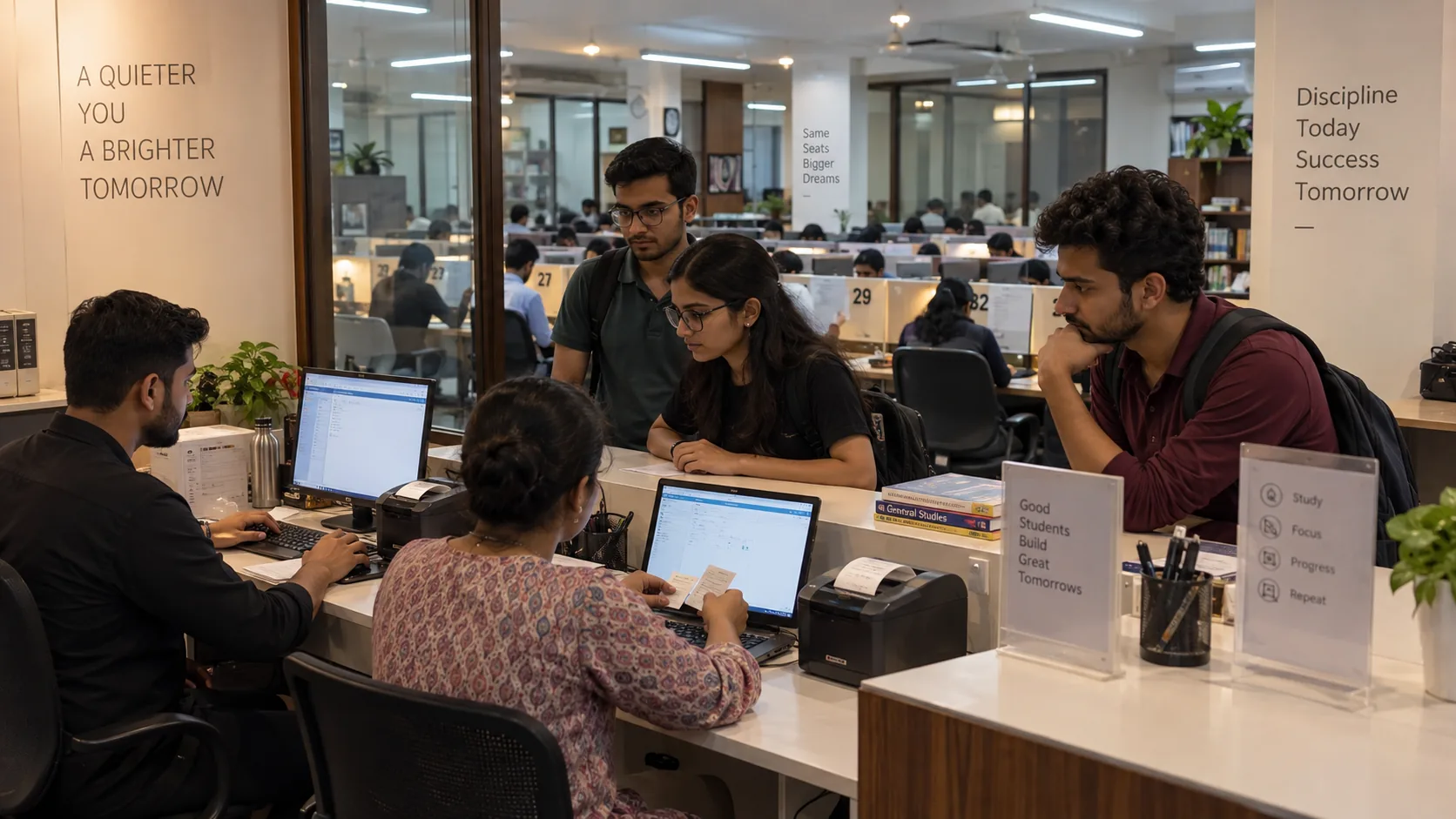 Study library staff testing Libix during a busy period with member enquiries, payments and seat operations