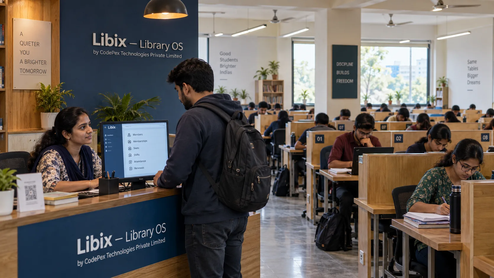 SSC banking and government exam aspirants studying in a professionally managed Indian study library