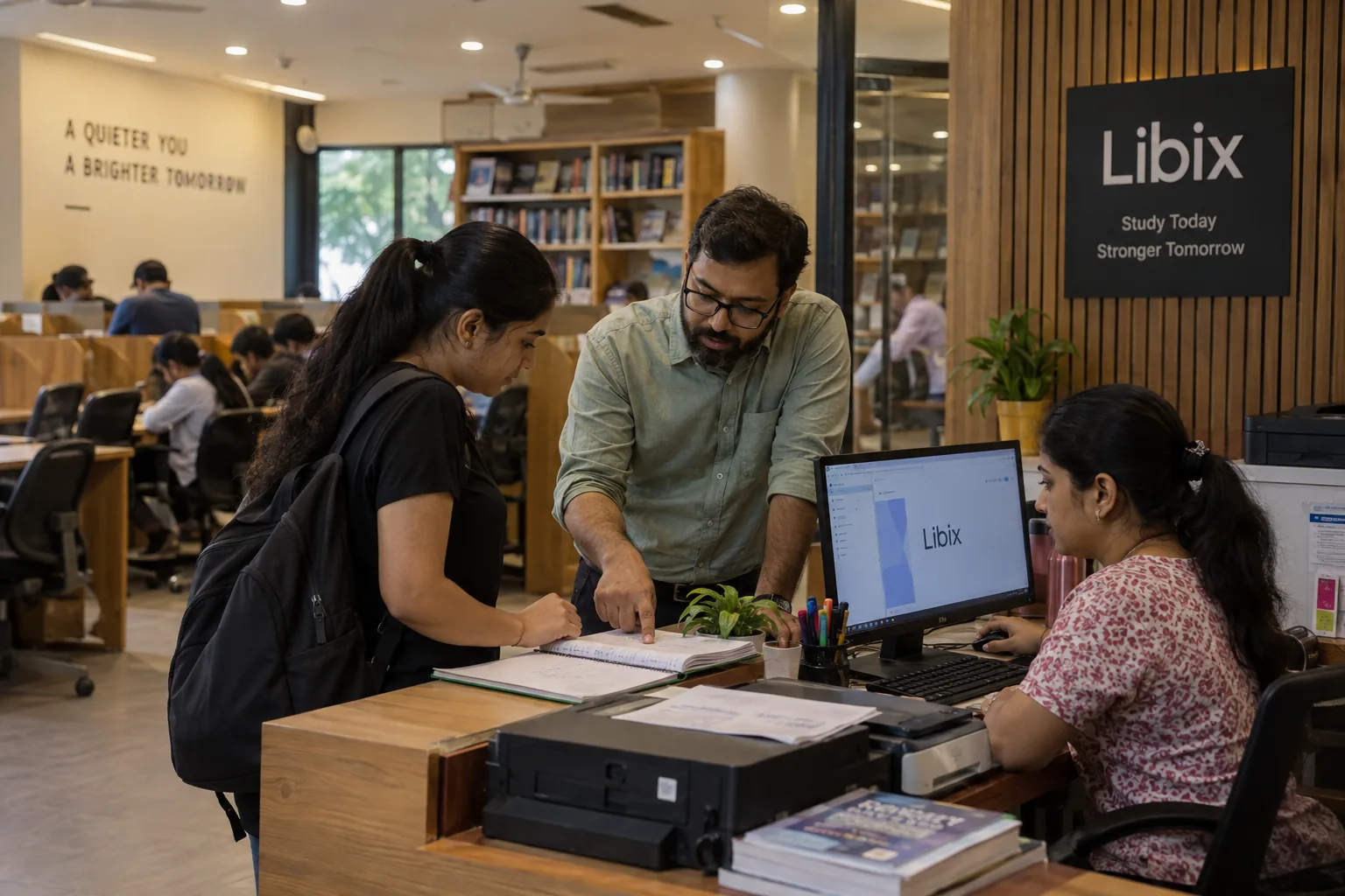 Study library owner and staff reviewing a real workflow before using technology