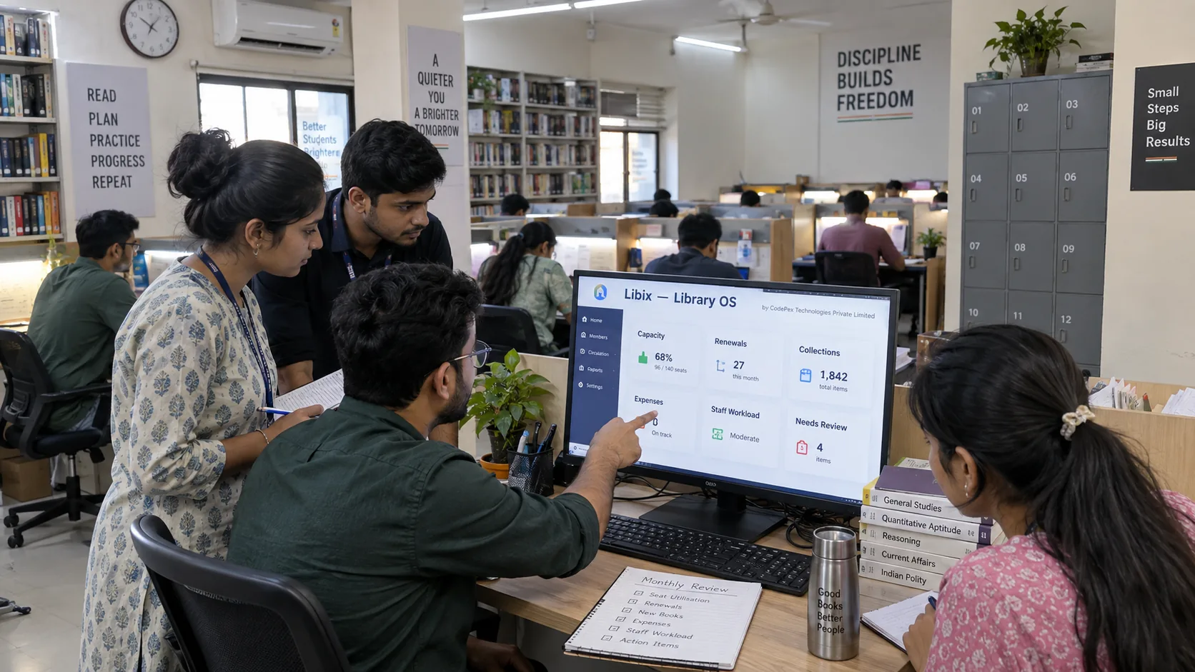 Study library manager using Libix to review seat utilization, renewals and operating costs