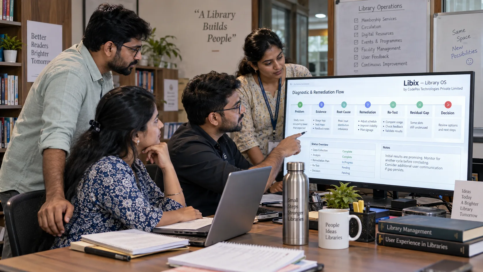 Study library owner reviewing software problems remediation evidence and residual gaps before replacement